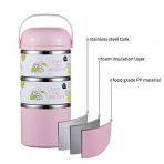 YBOBK HOME Blmeli Yemek Termosu Sefer Tas (Pembe)