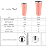 Umite Chef Yaltml Paslanmaz elik Termos (Coral)(820ml)