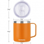 SUNWILL Paslanmaz elik Termos Kupa (Turuncu)(410ml)