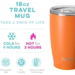 Swig Life Paslanmaz elik Seyahat Kupas(530ml)(Turuncu)