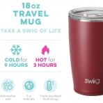 Swig Life Paslanmaz elik Seyahat Kupas(530ml)(Bordo)