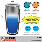 GK Grand Personal 600 ml. Paslanmaz elik Termos (Mavi-Yazl)