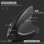 Hoporise Kablosuz Vertical Ergonomik Mouse (Siyah)