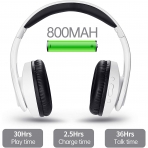 pollini Bluetooth Kablosuz Kulak st Kulaklk (Beyaz-Siyah)