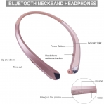 Rikum Bluetooth Kablosuz Ense Tipi Kulaklk (Rose Gold)