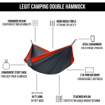 Legit Camping ift Kiilik Hamak (Siyah/Krmz)