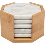 DEco Beyaz Mermer Bardak Altl Set (5 Adet)
