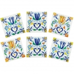 RDE Sar� �ini Desenli Seramik Bardak Altl��� (6 Adet)