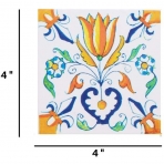 RDE Sar� �ini Desenli Seramik Bardak Altl��� (6 Adet)