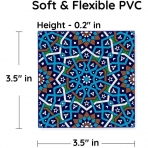 MOSAICANA Silikon Desenli 4 Adet Bardak Altl (Mavi)