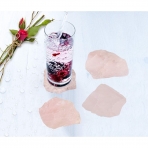 AMOYSTONE Rose Quartz Bardak Altl Set (4 Adet)