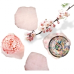 AMOYSTONE Rose Quartz Bardak Altl Set (4 Adet)