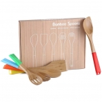 LOVE PAN Silikon ve Bambu Mutfak Gereleri Seti (5 Para)(Renkli)
