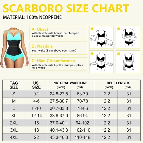 SCARBORO Neopren Korse (4XL)(Siyah)