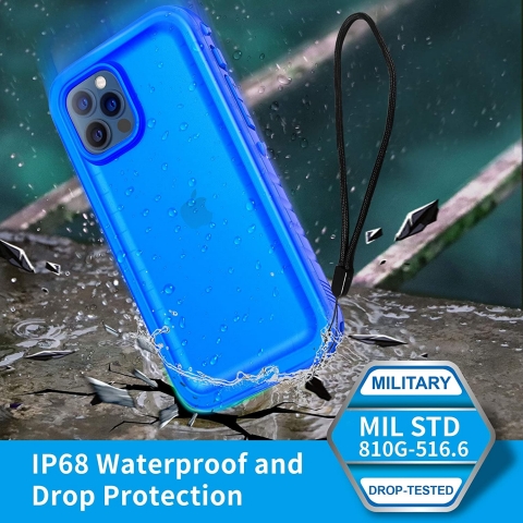 SPORTLINK iPhone 12 Pro Max Su Geirmez Klf-Blue