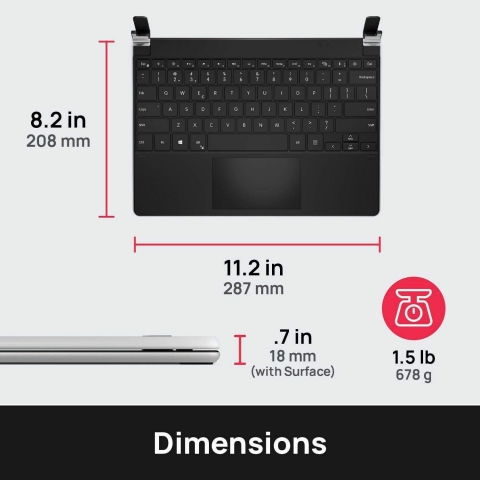 Brydge SPX+ Microsoft Surface Pro X in Kablosuz Klavye-Platinum