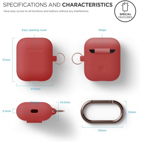 elago Silikon Apple  AirPods 2 Klf-Red