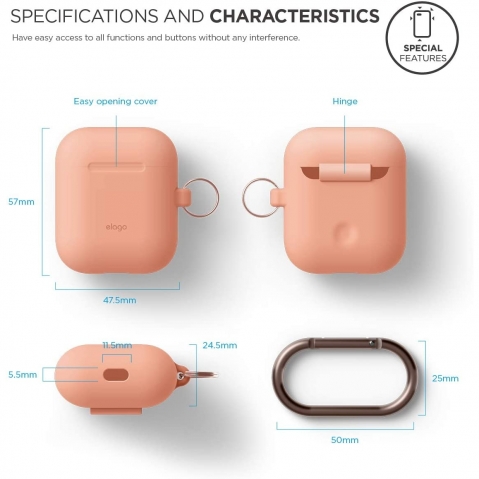 elago Silikon Apple  AirPods 2 Klf-Peach