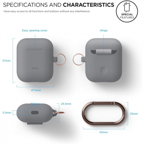 elago Silikon Apple  AirPods 2 Klf-Medium Grey