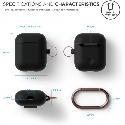 elago Silikon Apple  AirPods 2 Klf-Black