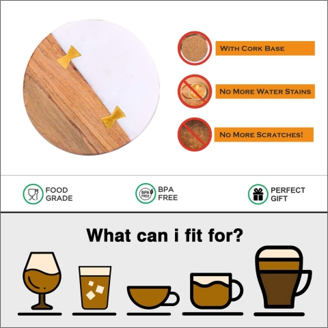 Divit Coasters Mantar Bardak Altl(Kahverengi)(4 Adet)
