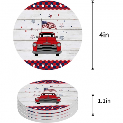 Custom Bed USA  Seramik Bardak Altl(4 adet)(Krmz)