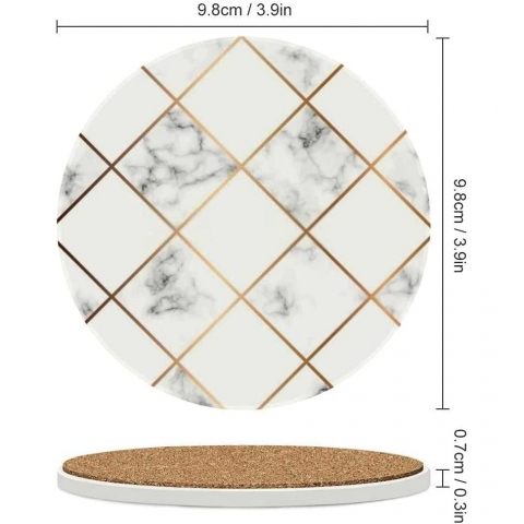 ZHONGJI Geometrik  Desenli Seramik Bardak Altl(Beyaz)(2adet)