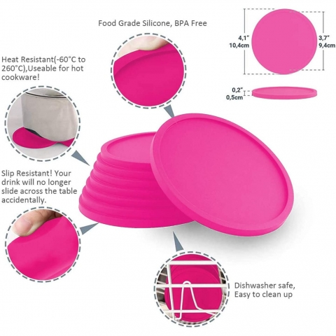 MarhJean Silikonlu Bardak Altl(Pembe)(8adet)