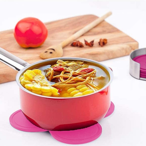 MarhJean Silikonlu Bardak Altl(Pembe)(8adet)