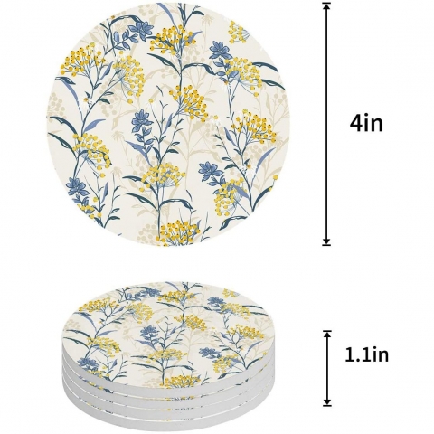 Three Sunflower  Seramik Bardak Altl���(4adet)(Beyaz)