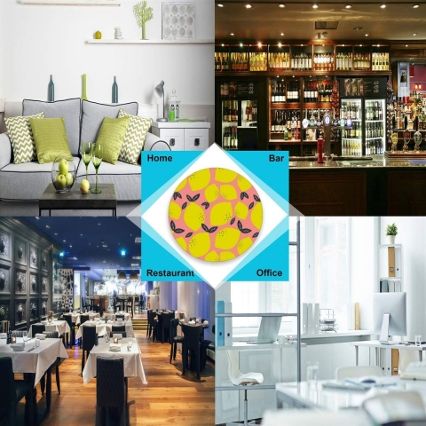 visesunny Limon Desenli Mantar Bardak Altl(2 adet)