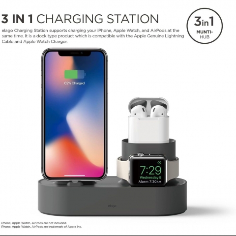 elago W Apple Watch/AirPods/iPhone arj Stand-Grey