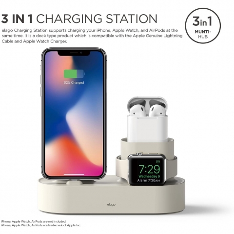 elago W Apple Watch/AirPods/iPhone arj Stand-Classic White