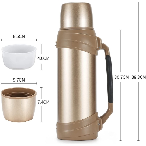 OKADI 2500 mL elik Termos(Kahverengi)