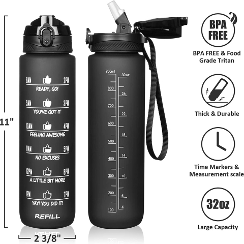 Fimibuke 945 mL Silikon Termos(Siyah)