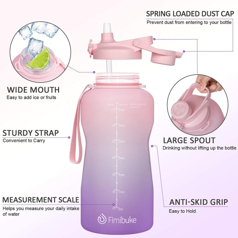 Fimibuke 3785 mL Silikon Termos(Pembe/Mor)