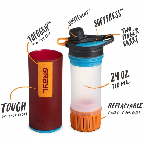 GRAYL  710 mL Plastik Termos(Krmz)