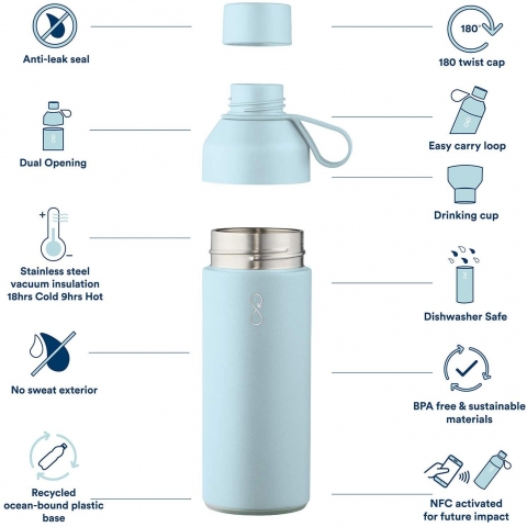 Ocean Bottle 500 mL elik Termos(Mavi)