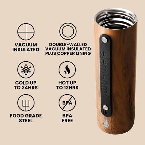 Elemental 590 mL �elik Termos(Kahverengi)