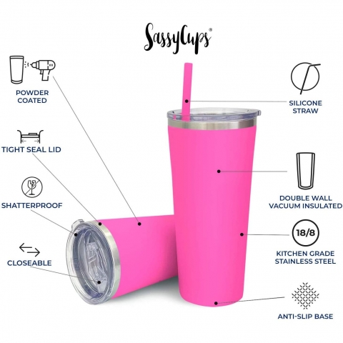 SassyCups 650 mL elik Termos(Pembe)