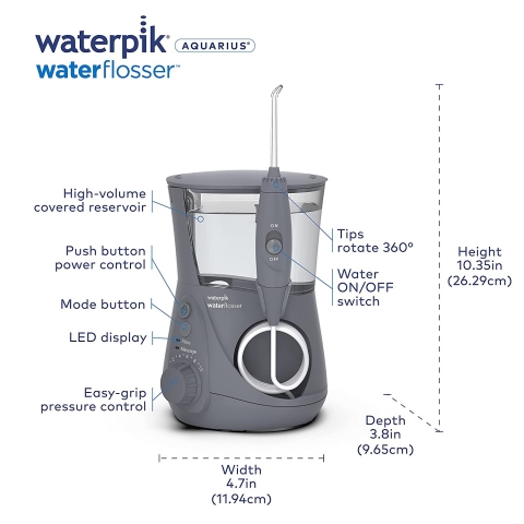 Waterpik WP-667 Aquarius Profesyonel �arjl� A��z Du�u (Gri)