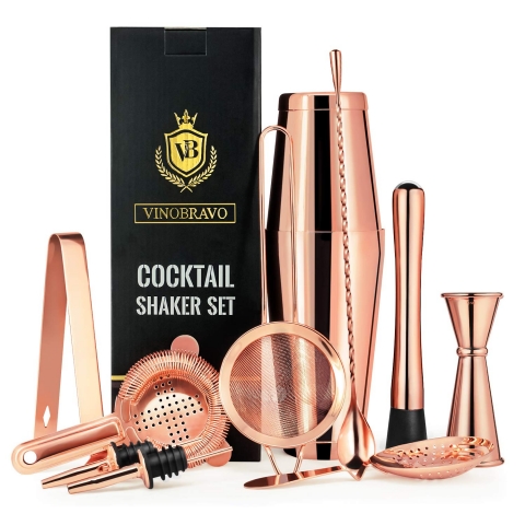 VB VINOBRAVO Boston Kokteyl Shaker Set (Rose Gold) (11 Para)