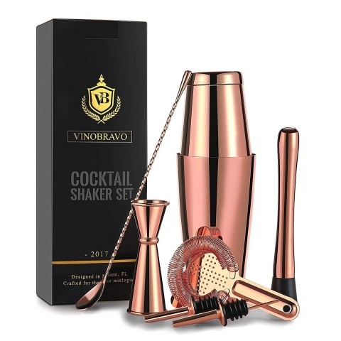 VB VINOBRAVO Boston Kokteyl Shaker Set (Rose Gold)