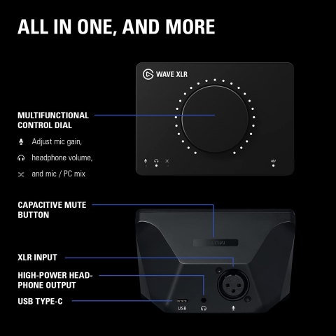 Elgato Wave XLR Mic to USB-C in Audio Mixer