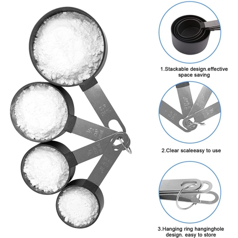 newegger 8'li Paslanmaz �elik �l�� Ka����(Siyah)