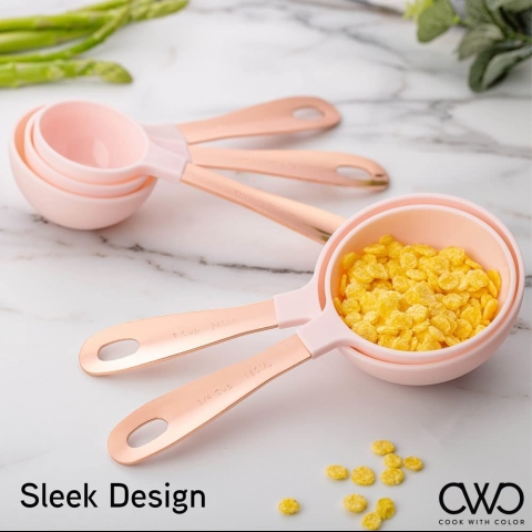 COOK WITH COLOR  12'li Paslanmaz �elik �l�� Ka����(Pembe)