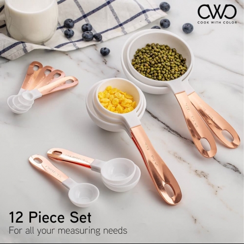COOK WITH COLOR  12'li Paslanmaz �elik �l�� Ka����(Pembe)