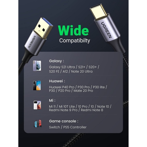UGREEN USB C 3.0 arj Kablosu (1M)