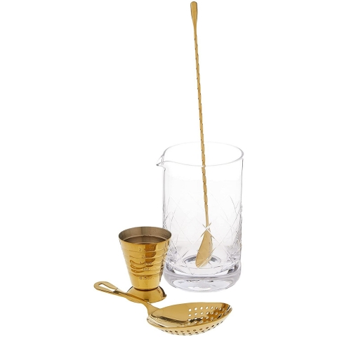 Barfly 3 Para Paslanmaz elik Kokteyl Seti (Gold)