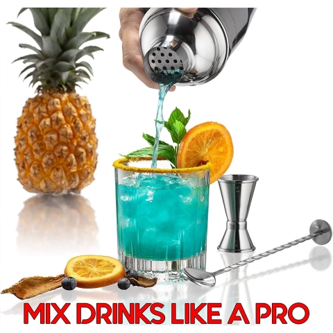 Modern Mixology 8 Para Paslanmaz elik Shaker Seti (Gm)